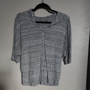 New York & Company Gray Hooded Blouse